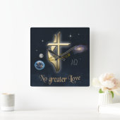 ヨハネ3:16 スクエア壁時計 (ホーム)