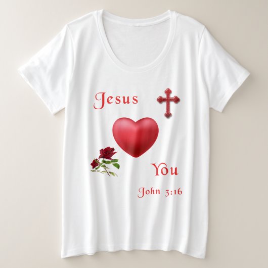 ヨハネ3:16 プラスサイズTシャツ (デザイン正面)