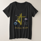 ヨハネ3:16 プラスサイズTシャツ (デザイン正面)