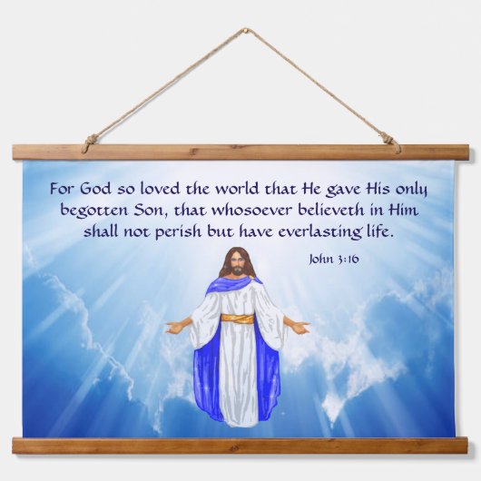 ヨハネ3:16 吊り下げ型タペストリー (正面)