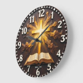 ヨハネ3:16 永遠の光の聖書 ラージ壁時計 (傾斜)