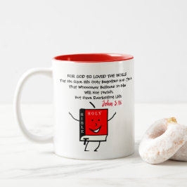 ヨハネ3:16 – 神は世を愛し与えた ツートーンマグカップ