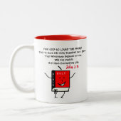 ヨハネ3:16 – 神は世を愛し与えた ツートーンマグカップ (左)