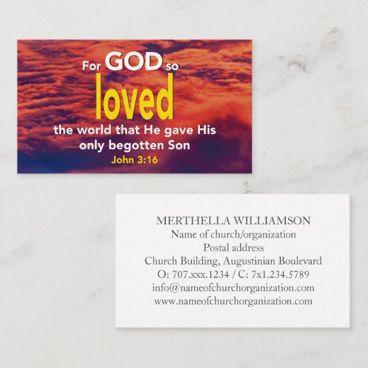 ヨハネ3:16 | 神は世界を愛されたから聖なる書物、 経典 名刺 (正面/裏面)