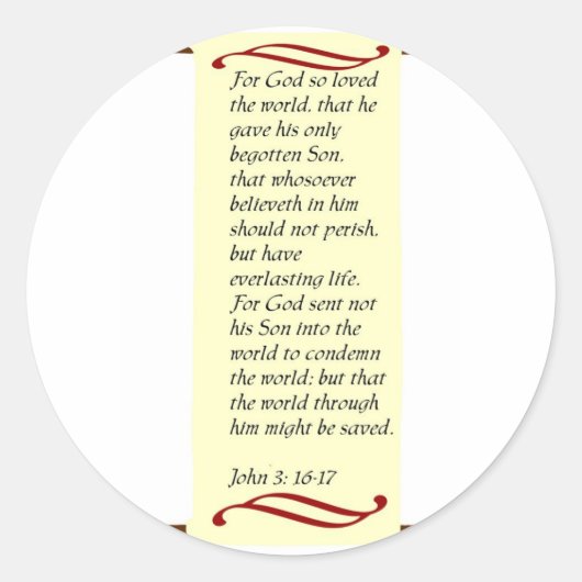 ヨハネ3:16-17シール ラウンドシール (正面)