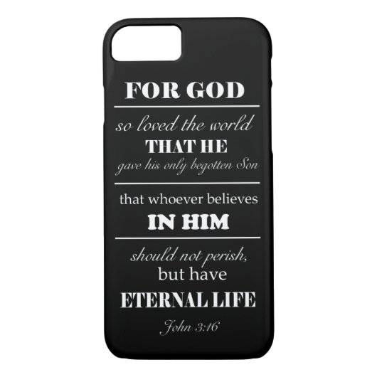 ヨハネ3:16 Bible Verse iPhone 7ケース白黒 Case-Mate iPhoneケース (裏面)