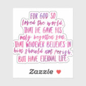 ヨハネ3:16 Bible Verse Vinyl Sticker シール (シート)