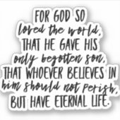 ヨハネ3:16 Bible Verse Vinyl Sticker シール (正面)