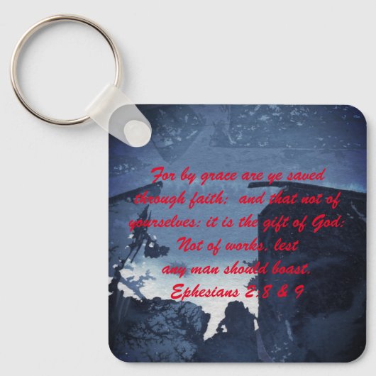 ヨハネ3:16 & Ephesians2:8 & 9聖書の真理Keychain キーホルダー (正面)
