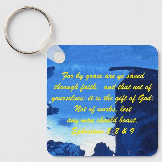 ヨハネ3:16 & Ephesians2:8 & 9聖書の真理Keychain キーホルダー (正面)