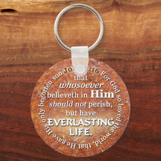 ヨハネ3:16 KJV永遠の命のバイブル聖句引用文 キーホルダー (正面)