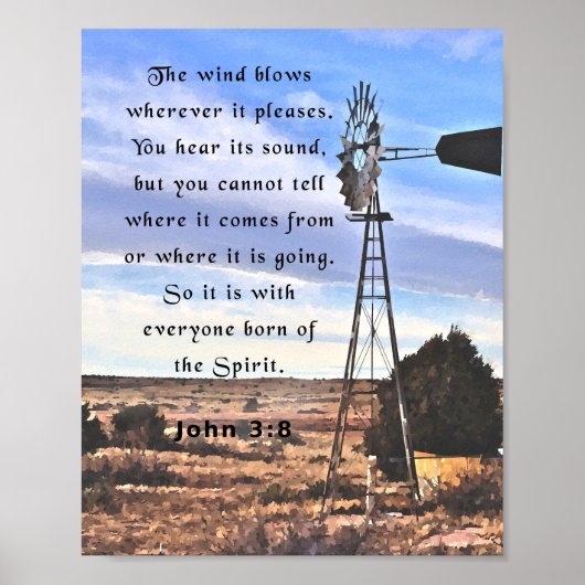 ヨハネ3:8聖書の聖句 ポスター (正面)