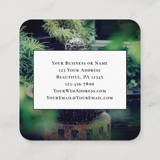 ヨハネ4:14水を飲む者は誰でも聖書与えに従う スクエア名刺 (裏面)