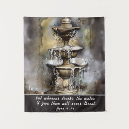 ヨハネ4:14水を飲む者は誰でも聖書与えに従う タペストリー