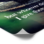 ヨハネ4:14水を飲む者は誰でも聖書与えに従う ポスター (角)