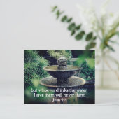 ヨハネ4:14水を飲む者は誰でも聖書与えに従う ポストカード (スタンド正面)