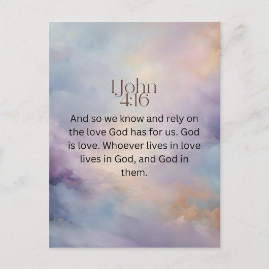 ヨハネ4:16 Bible Verse on Waterカラーデザイン ポストカード (正面)