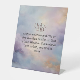 ヨハネ4:16 Bible Verse on Waterカラーデザイン 台座サイン