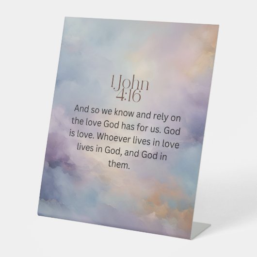 ヨハネ4:16 Bible Verse on Waterカラーデザイン 台座サイン (正面)