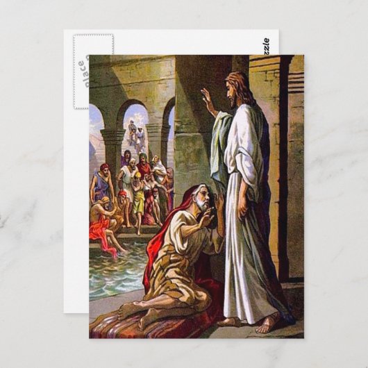 ヨハネ5:1-15あなたのマットと歩くポストカードを取る ポストカード (正面/裏面)