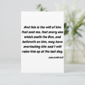 ヨハネ6:40 KJVバイブル聖句フラットグリーティングカード カード (スタンド正面)