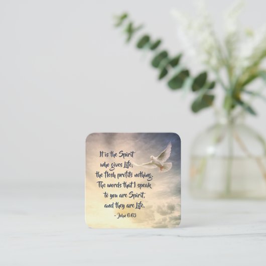 ヨハネ6:63わたしの言葉は話霊と命である スクエア名刺 (スタンド正面)