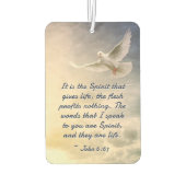 ヨハネ6:63生命の聖書は与え霊である カーエアーフレッシュナー (裏面)