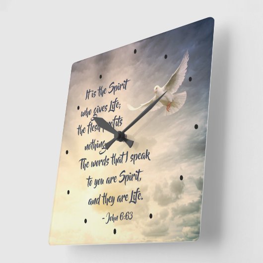 ヨハネ6:63生命の聖書は与え霊である スクエア壁時計 (傾斜)
