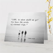 ヨハネ6:68主よ、わたしたちは誰に行こうか。聖書の聖句 カード (黄色い花)