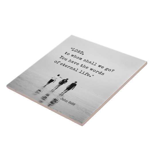 ヨハネ6:68主よ、わたしたちは誰に行こうか。聖書の聖句 タイル (側面)