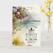 ヨハネ7:37わたしに対し来て渇いている者は カード (黄色い花)