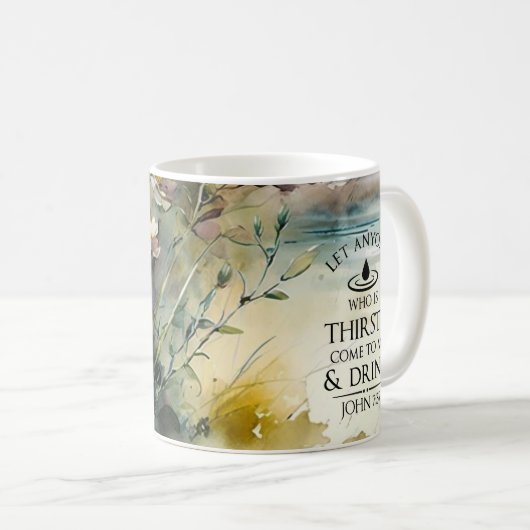 ヨハネ7:37わたしに対し来て渇いている者は コーヒーマグカップ (正面右)