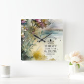 ヨハネ7:37わたしに対し来て渇いている者は スクエア壁時計 (ホーム)