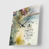 ヨハネ7:37わたしに対し来て渇いている者は スクエア壁時計 (傾斜)