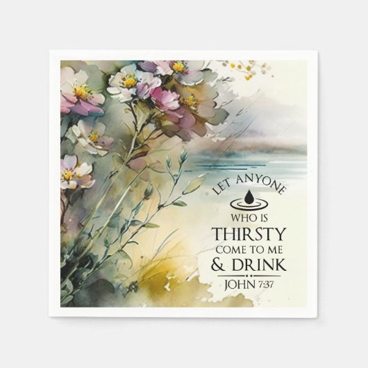 ヨハネ7:37わたしに対し来て渇いている者は スタンダードカクテルナプキン (正面)