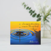 ヨハネ7:37わたしに渇いた者来は、聖書 ポストカード (スタンド正面)