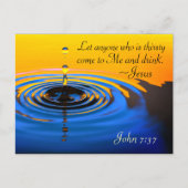 ヨハネ7:37わたしに渇いた者来は、聖書 ポストカード (正面)