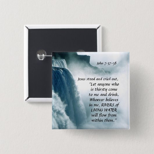 ヨハネ7:37 「わたしに渇いている来者」イエス 缶バッジ (正面&裏面)