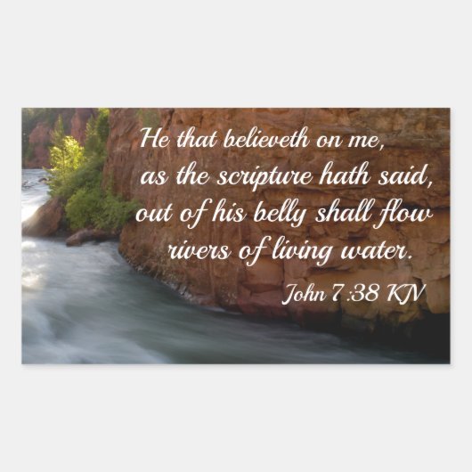 ヨハネ7:38わたしを信じる者 長方形シール (正面)