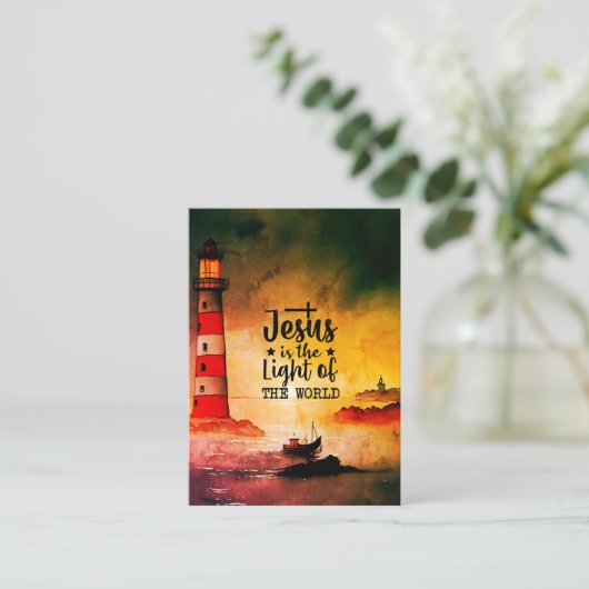 ヨハネ8イエスは世界灯台の光である 名刺 (スタンド正面)