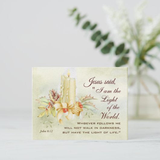 ヨハネ8:12イエスは言われた、「わたしは世の光である ポストカード (スタンド正面)