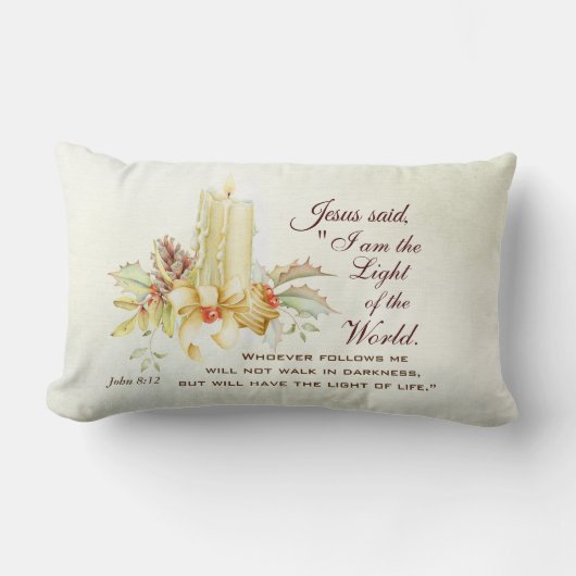 ヨハネ8:12イエスは言われた、「わたしは世の光である ランバークッション (正面)
