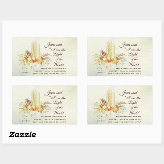 ヨハネ8:12イエスは言われた、「わたしは世の光である 長方形シール (シート)