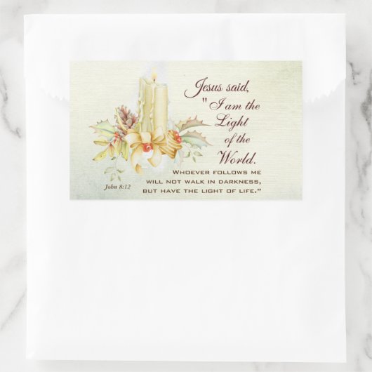 ヨハネ8:12イエスは言われた、「わたしは世の光である 長方形シール (バッグ)