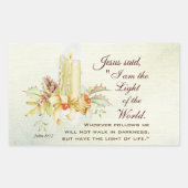 ヨハネ8:12イエスは言われた、「わたしは世の光である 長方形シール (正面)