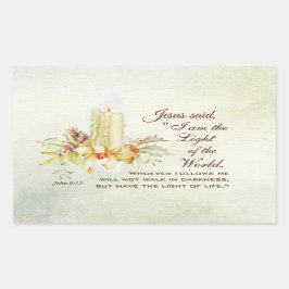 ヨハネ8:12イエスは言われた、「わたしは世の光である 長方形シール