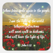 ヨハネ8:12聖書の聖句キリスト教の聖なる書物、 経典のシール スクエアシール (正面)