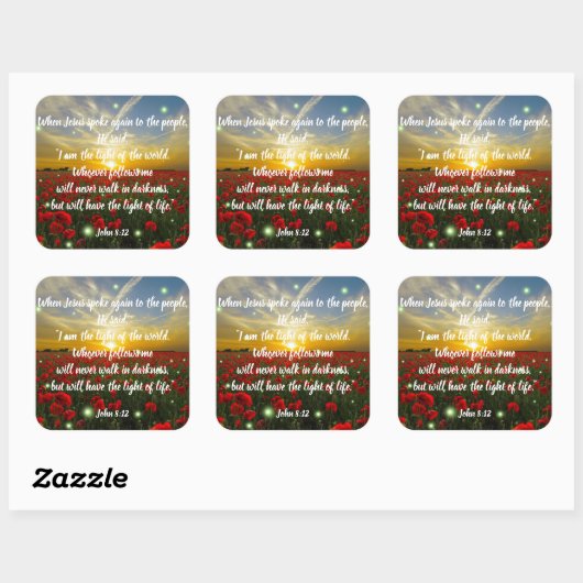 ヨハネ8:12聖書の聖句キリスト教の聖なる書物、 経典のシール スクエアシール (シート)