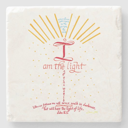 ヨハネ8 12 Jesus I Am The Light Bible Verse ストーンコースター (正面)