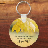 ヨハネ8:32真理は、あなた方に自由な聖書の聖句を与える キーホルダー (裏面)